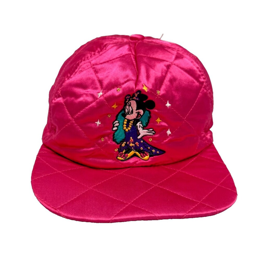 Minnie Mouse Glamour Vintage Quilted Disney Store Hat Cap Pink Satin 4-6X